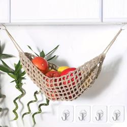 1 cesta colgante de frutas para cocina casera, hamaca colgante de frutas para cocina debajo del gabinete, soporte de frutas colgante tejido a mano para el hogar, barco, caravana