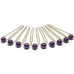 10 horquillas de la perla - Novia joyas de perlas - oro - Púrpura