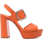 Sandalias naranja de charol con plataforma rebajadas con tacón más de 9cm con logo SANTONI para mujer 