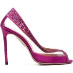 Zapatos peep toe rosas de piel rebajados con tacón más de 9cm con logo Aquazzura talla 38,5 para mujer 
