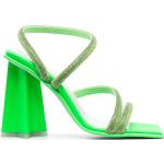 Sandalias verdes fluorescentes de poliester de cuero rebajadas con tacón cuadrado con tacón más de 9cm con logo Chiara Ferragni talla 39 para mujer 