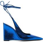 Zapatos azules de piel de cocodrilo de tacón rebajados con tacón de cuña con logo By Far talla 39 para mujer 