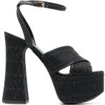 Sandalias negras de poliester de tiras rebajadas con tacón más de 9cm con logo MOSCHINO talla 39 para mujer 