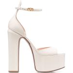 Sandalias blancas de cuero con plataforma con tacón más de 9cm con logo Valentino Garavani talla 40,5 para mujer 