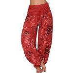 Pantalones bombachos rojos de goma de verano Talla Única para mujer 