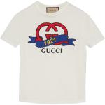 Camisetas blancas de algodón de manga corta manga corta con cuello redondo con logo Gucci para mujer 