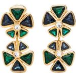 Pendientes verdes de metal de cristal floreados Dior Talla Única para mujer 