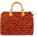Bolsos rojos de lona de mano con estampados Louis Vuitton Speedy 30 para mujer 