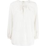 Blusas blancas de seda de manga larga manga larga con cuello redondo con lunares talla M para mujer 