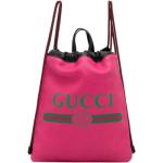 Mochilas rosas de piel de cuero con logo Gucci para mujer 