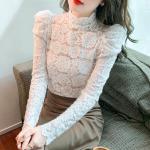 Camisas blancas de algodón de otoño con crochet talla XL para mujer 