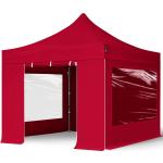 TOOLPORT 3x3 m Carpa plegable, PREMIUM acero 40mm, laterales con ventanas panorámicas, rojo - (600033)