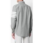 Camisas grises de algodón de manga larga manga larga con logo Thom Browne para hombre 