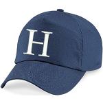 4sold – Gorra de béisbol para niño, verano, de algodón, de calidad, alfabeto de la A a la Z, ajustable, color azul marino Azul H Talla única