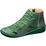 Pantuflas botines verdes de piel informales talla 40 para mujer 