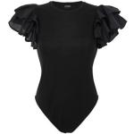 Camisetas body negros de tencel rebajados tallas grandes con cuello redondo de punto 8 by Yoox con volantes talla XS de materiales sostenibles para mujer 