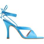 Sandalias azules de poliester de tiras rebajadas con tacón de aguja con cordones de punta cuadrada 8 by Yoox talla 39 para mujer 