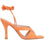 Sandalias naranja de poliester de cuero rebajadas con tacón de aguja con cordones de punta cuadrada trenzadas 8 by Yoox talla 39 para mujer 