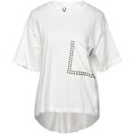 Camisetas blancas de algodón de manga corta manga corta con cuello redondo de punto 8pm con tachuelas talla XS para mujer 
