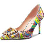 Zapatos multicolor de charol de tacón oficinas talla 38 para mujer 