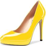 Zapatos amarillos de charol con plataforma con tacón de aguja oficinas talla 44 para mujer 
