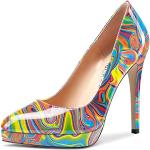 Zapatos multicolor de charol con plataforma con tacón de aguja oficinas talla 39 para mujer 
