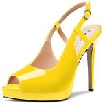 Sandalias amarillas de charol de tiras talla 38 para mujer 
