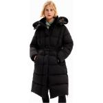 Abrigos negros de poliester con capucha  manga larga con cuello alto acolchados Desigual talla XL de materiales sostenibles para mujer 