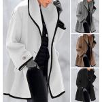 Abrigos grises de poliester con capucha  tallas grandes manga larga oficinas para mujer 