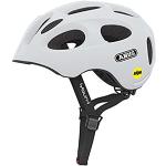 ABUS Casco infantil Youn-I MIPS - casco de bicicleta con luz, reflectores y protección contra impactos (MIPS) - para niñas y niños - blanco mate, talla M