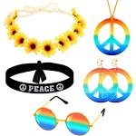 Disfraces multicolor de hippie para fiesta vintage floreados 