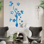 Espejos azules de acrílico de pared floreados 