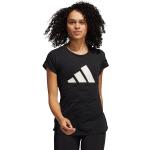 Camisetas negras de poliester de fitness rebajadas con cuello redondo de punto adidas talla XS de materiales sostenibles para mujer 
