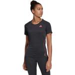 Camisetas negras de poliester de running rebajadas con cuello redondo adidas talla S de materiales sostenibles para mujer 