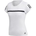 Camisetas deportivas blancas de poliester rebajadas con cuello redondo con rayas adidas talla S de materiales sostenibles para mujer 