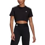 Camisetas deportivas negras de poliester rebajadas manga corta con cuello redondo de punto adidas talla L de materiales sostenibles para mujer 