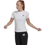 Camisetas deportivas blancas de poliester rebajadas manga corta con cuello redondo transpirables de punto adidas Aeroready talla XS de materiales sostenibles para mujer 