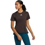 Camisetas marrones de poliester de fitness rebajadas con cuello redondo de punto adidas talla L de materiales sostenibles para mujer 