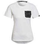 Camisetas deportivas blancas de algodón rebajadas con cuello redondo de punto adidas talla S de materiales sostenibles para mujer 