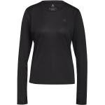 Camisetas negras de poliester de running rebajadas manga larga con cuello redondo de punto adidas talla S de materiales sostenibles para mujer 