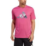 Camisetas deportivas rosas de poliester adidas talla S de materiales sostenibles para hombre 