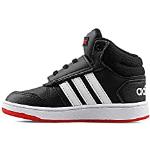 adidas Hoops Mid 2.0, Basketball Shoe Unisex niños, Core Black/Footwear White/Vivid Red, 21 EU