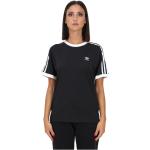 Camisetas negras de algodón a rayas rebajadas informales con rayas adidas Originals talla XS para mujer 
