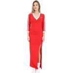 Vestidos rojos de algodón de verano rebajados de primavera maxi con escote V con rayas adidas Originals talla L para mujer 