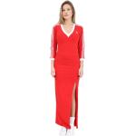 Vestidos rojos de algodón de verano rebajados de primavera maxi con escote V con rayas adidas Originals talla M para mujer 