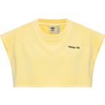Tops bordados amarillos de algodón rebajados manga corta con cuello redondo con logo adidas Originals talla L para mujer 