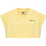 Tops bordados amarillos de algodón rebajados manga corta con cuello redondo con logo adidas Originals talla XL para mujer 