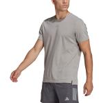 Camisetas grises de poliester de cuello redondo rebajadas con cuello redondo adidas Own The Run talla XS de materiales sostenibles para hombre 