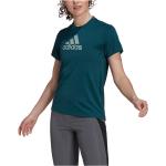 Camisetas deportivas azules de poliester rebajadas con cuello redondo transpirables adidas Sport talla XS de materiales sostenibles para mujer 