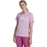 Camisetas deportivas lila de poliester rebajadas transpirables con logo adidas Sport talla S de materiales sostenibles para mujer 